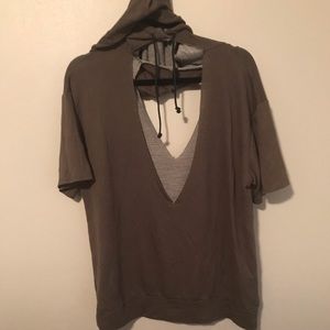 Olive Green Cutout Hoodie